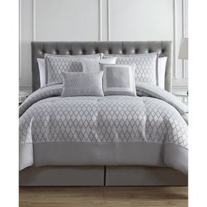 Hamilton Hall Patrice Geometric Trellis Luxury 7-Pc. Comforter Set - KING - Gray